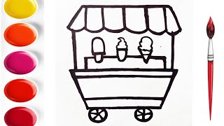 Ice cream Trolley drawing and painting for kids| easy drawing for kids & toddlers |drawing for kids