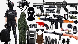 Special police weapon toy set unboxing, M416 automatic rifle,  RPG,98k,guns toy guns，police toy set