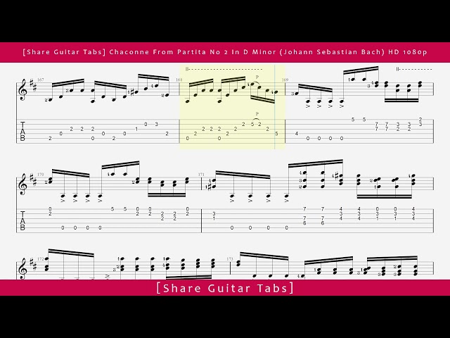 [Share Guitar Tabs] Chaconne From Partita No 2 In D Minor (Johann Sebastian Bach) HD 1080p class=