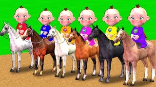 Superheroes Babies Horse Racing Video For Kids - Learn Farm Animals Names & Sounds