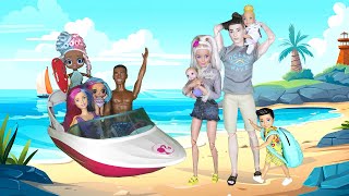 A Long Full Movie!  Families at the Beach | Doll Family Beach Stories