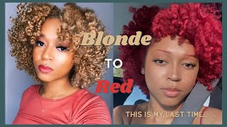 Watch me go from BLONDE to BURGUNDY/RED | MINI BIG CHOP? Using Kiss Colors and Loreal Hicolor Red