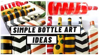 Quick, Simple&Easy Bottle Art for Beginners|Masking Tape Bottle Arts|Glass Bottle Decor| Minitha