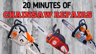 20 Minutes Of Random STIHL 009 ,  MS201 ,  MS170 , DOLMAR 5105 , POULAN Chainsaw Repairs!