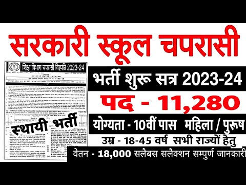 Peon Recruitment 2023 / सरकारी स्कूल में चपरासी भर्ती 2023/ Govt School Chaprasi Vacancy 2023