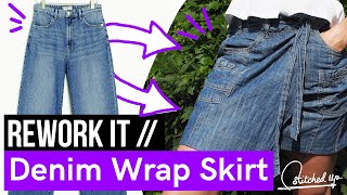 REWORK IT // Denim Wrap Skirt // upcycle your old jeans