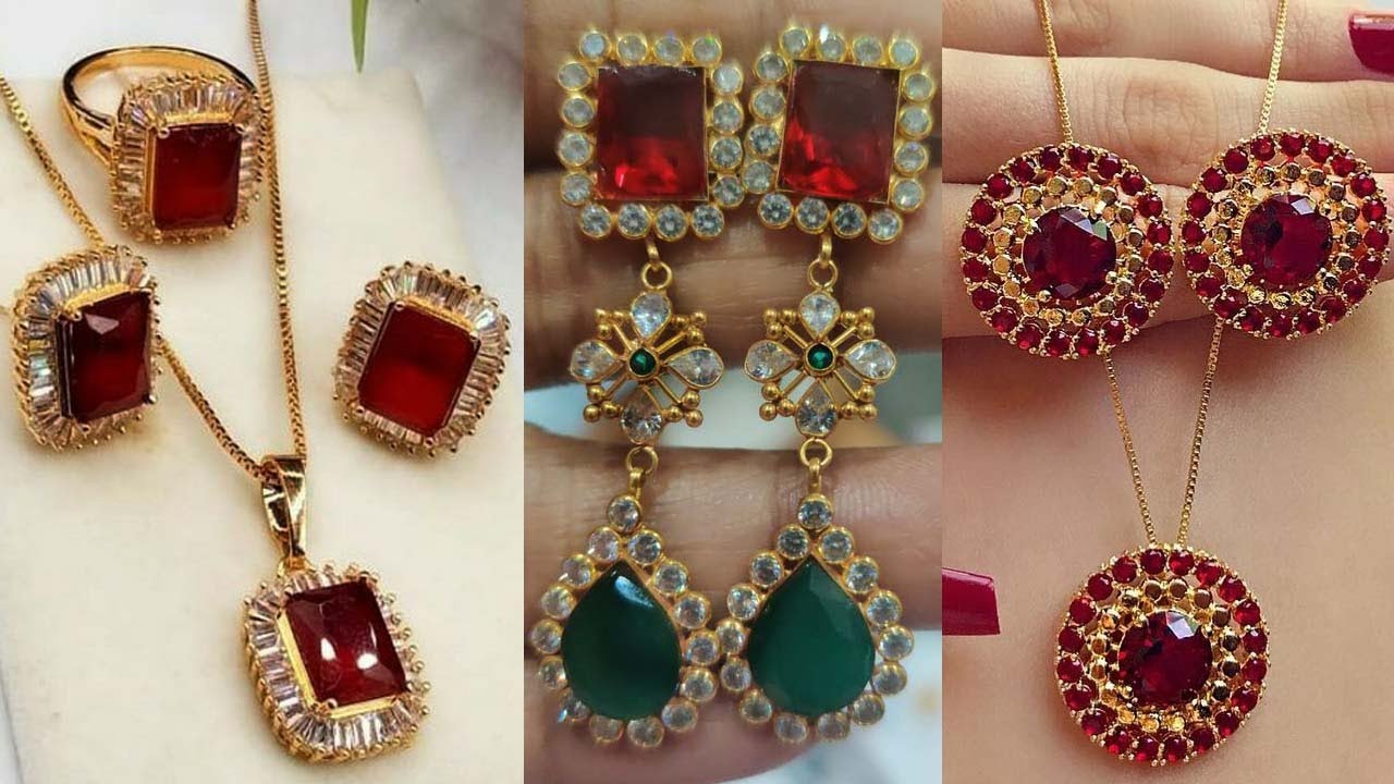 Ruby jewelry design \ Ruby earrings \ Gold ruby sets \ Latest ruby jewelry collection 2022