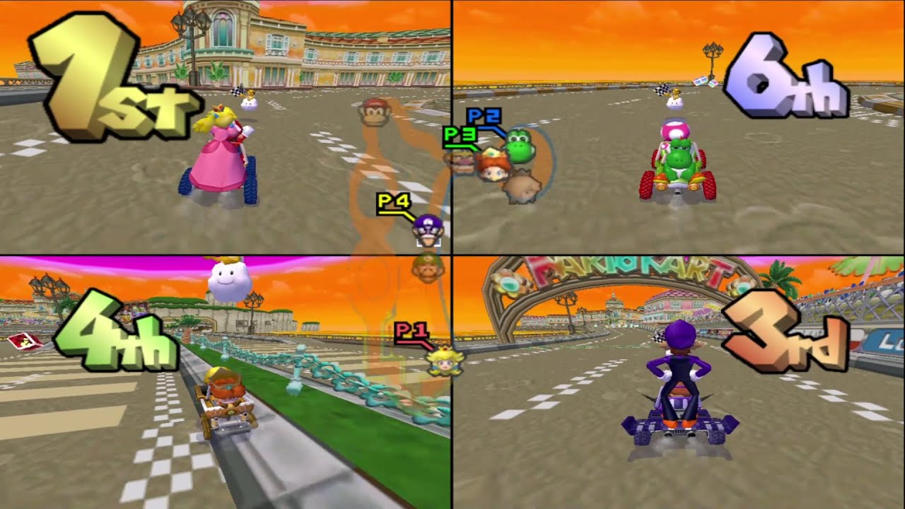 Mario Kart Double Dash Custom Tracks 4 Players Mario Vs Toadette Vs Baby Wario Vs Waluigi Versus
