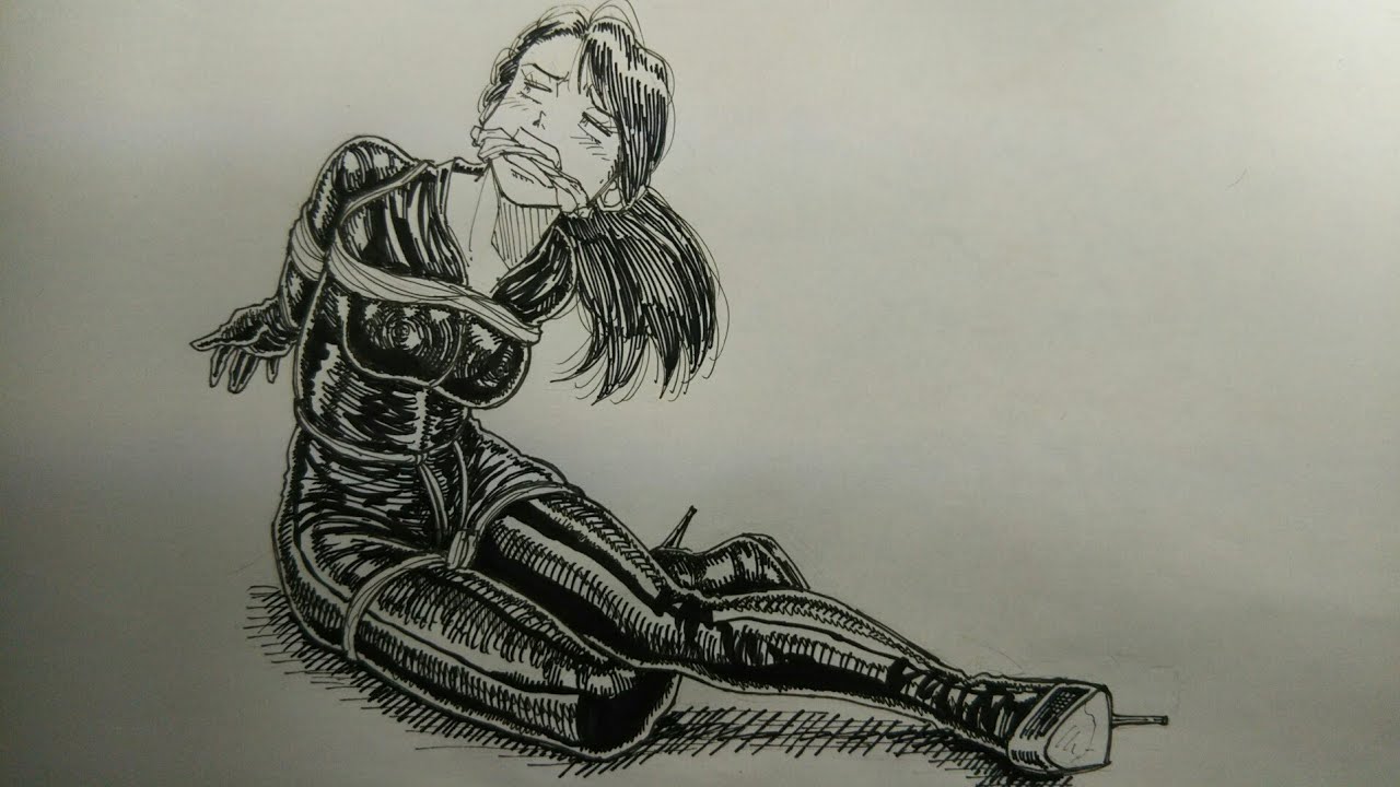 ラバースーツのイラスト描いてみた その63 Catsuit Drawing 63 Youtube