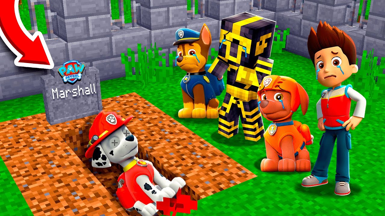 LA MUERTE DE MARSHALL PAW PATROL EN MINECRAFT 😱