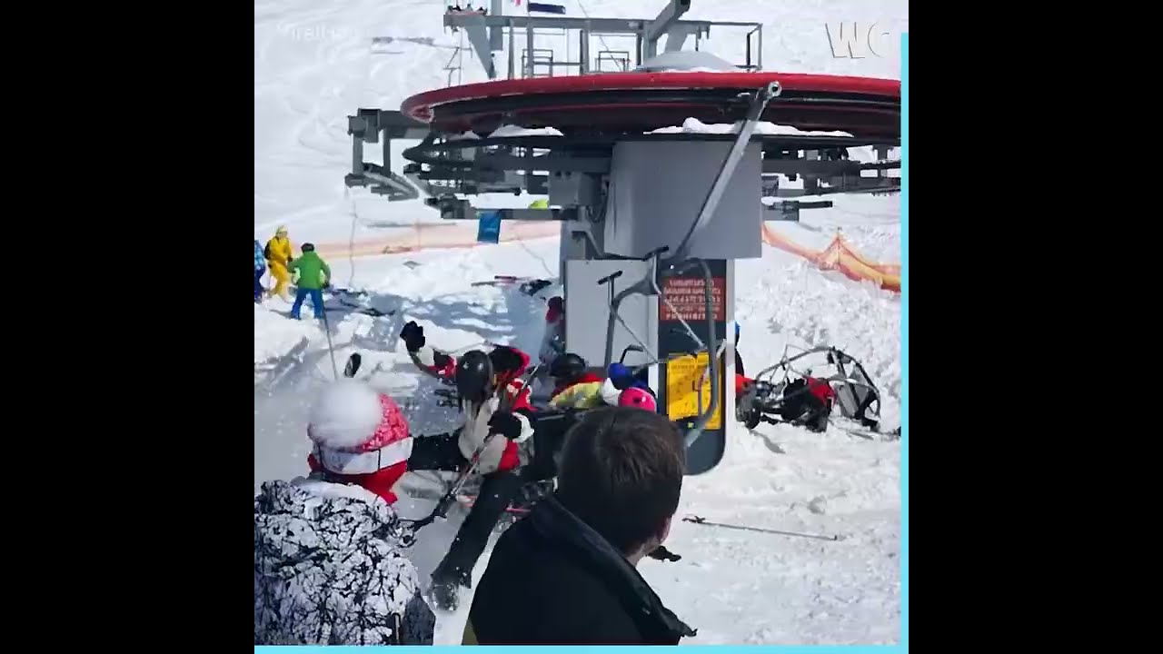 Ski Lift Starts Throwing Passengers Off Their Seats 