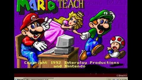 Mario Teaches Typing Floppy Version running in the ReactOS NTVDM