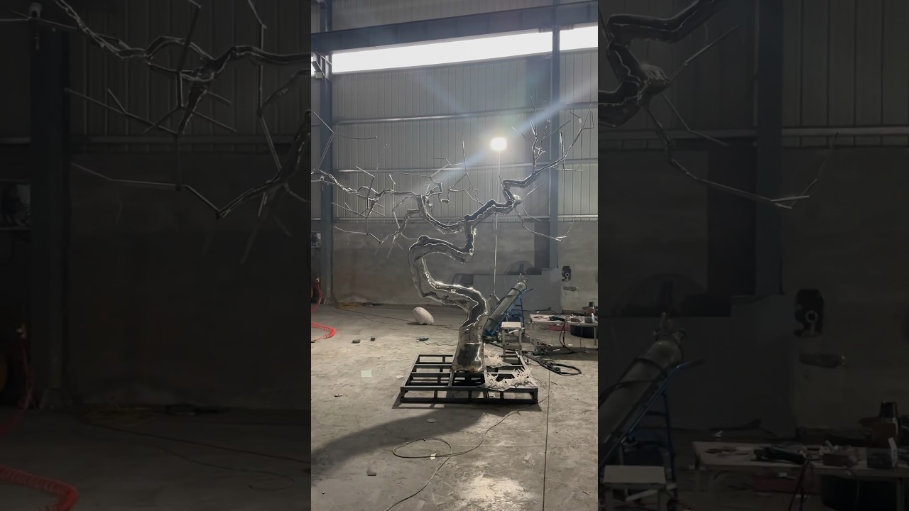 Custom H3.5m Large Metal Stainless Steel Tree Sculpture 