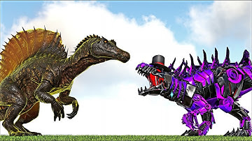 SAVAGE ORIGIN SPINOSAURUS ARMY VS EL DIABLO, WARDEN OF THE MONTAINS (ARK SURVIVAL EVOLVED BATTLE)