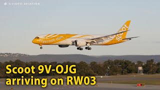 Scoot (9V-OJG) arriving at Perth Airport on RW03.