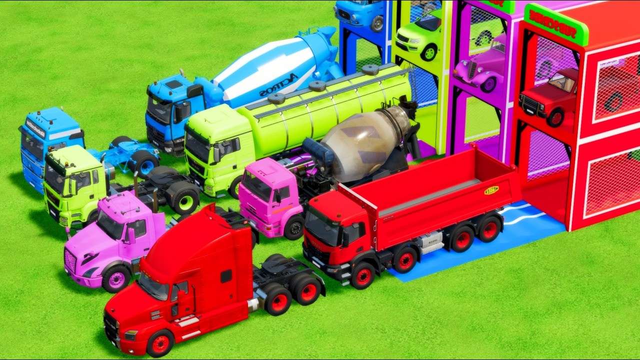 Garage of Colors - ALL MIXER TRUCK WITH DOUBLE FLATBED TRAILER TRUCK, MACK, SCANIA PART 2