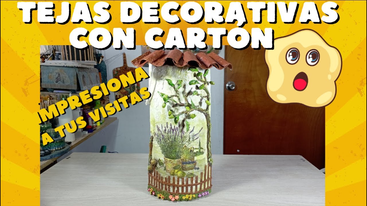 🍋 Teja Decorativa con Árbol y Cercado | Arte Rústico con Detalles Naturales 🌳✨