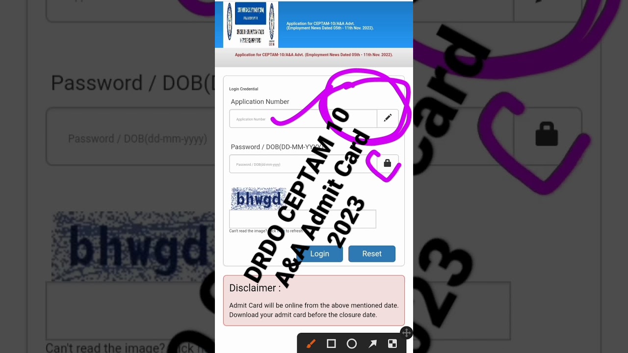 DRDO CEPTAM 10 A&A Admit Card 2023 