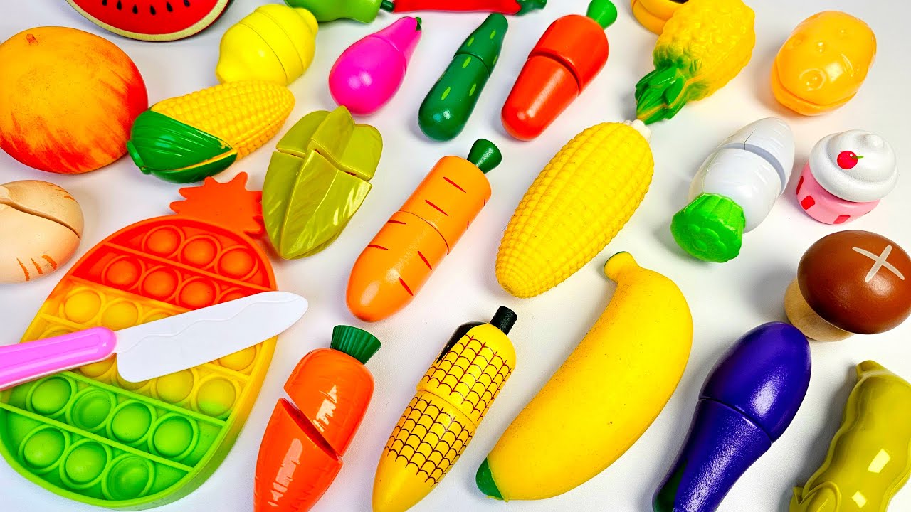 ASMR おままごと トントン♪おもちゃ 果物 カット音 Cutting Fruits Sounds ASMR with New Cutting Board Sound