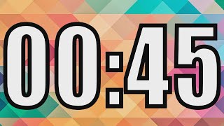 45 seconds timer with Colorful background. 45 seconds countdown with alarm sound at the end
