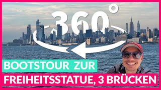 360° VIDEO: Bootstour zur Freiheitsstatue &amp; Brooklyn Bridge (JEDE RICHTUNG!) | Die Landmarks Cruise