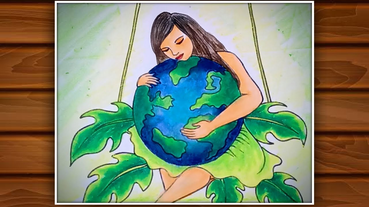 Save Earth Save Nature Drawing Very Easy For Begginers / Mother Earth