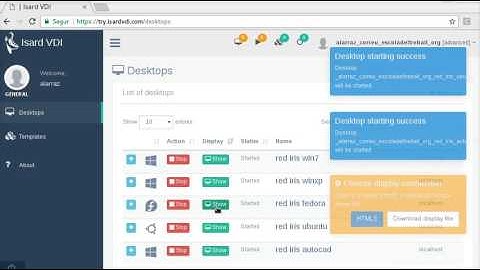 Create and start 5 desktops with 5 templates
