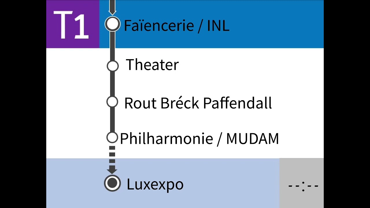 Ansage Der Linie T1 Luxtram Luxembourg Komplette Route