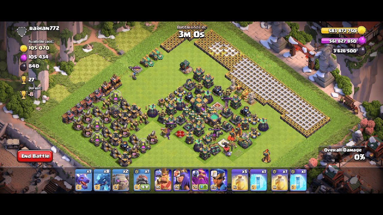 Electro Dragon Creative 3 Star Attack on Defenseless TH 14 Max Hog Mountain Scenery 