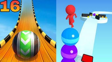 🌀🏀Sky Rolling Ball VS 🌏⚽Stack Rider All Levels Gameplay Android, iOS