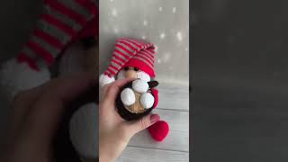 Christmas Gnome Knitting, Cute Holiday Amigurumi Gnome, Festive Scandinavian Winter Decor #Shorts