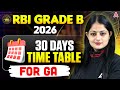 RBI Grade B 2026 Notification | RBI Grade B 30 Days Time Table for GA | By Pinky Yadav