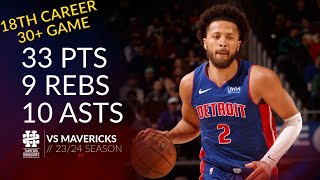 Cade Cunningham 33 pts 9 rebs 10 asts vs Mavericks 23/24 season