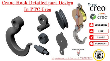 Crane Hook Part Design | Crane Hook Surface Design | Crane Hook 3D Design | Solid cadd Creo