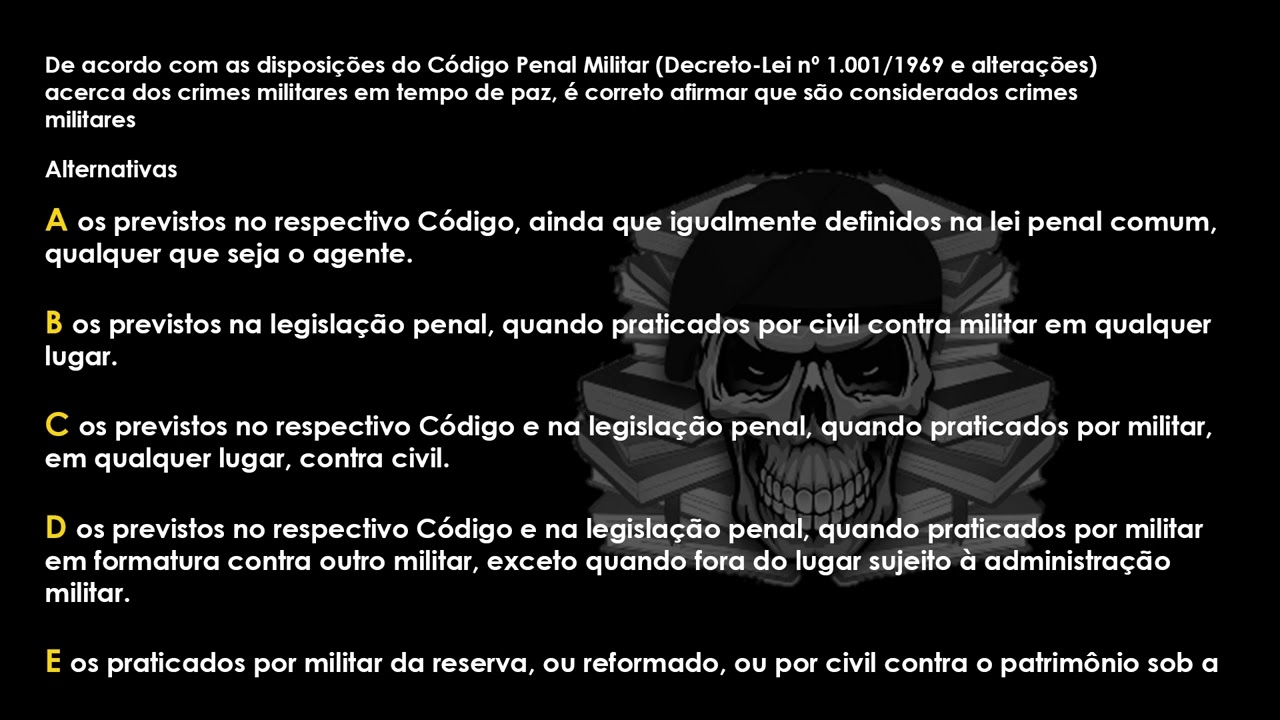 Concurso Polícia Militar MG - Direito Penal Militar - Crimes em Tempo de  Paz - Monster Concursos 