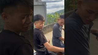 The boy's leg got trapped in the motorcycle.🛵🤦 #funny #couple #comedy #shorts