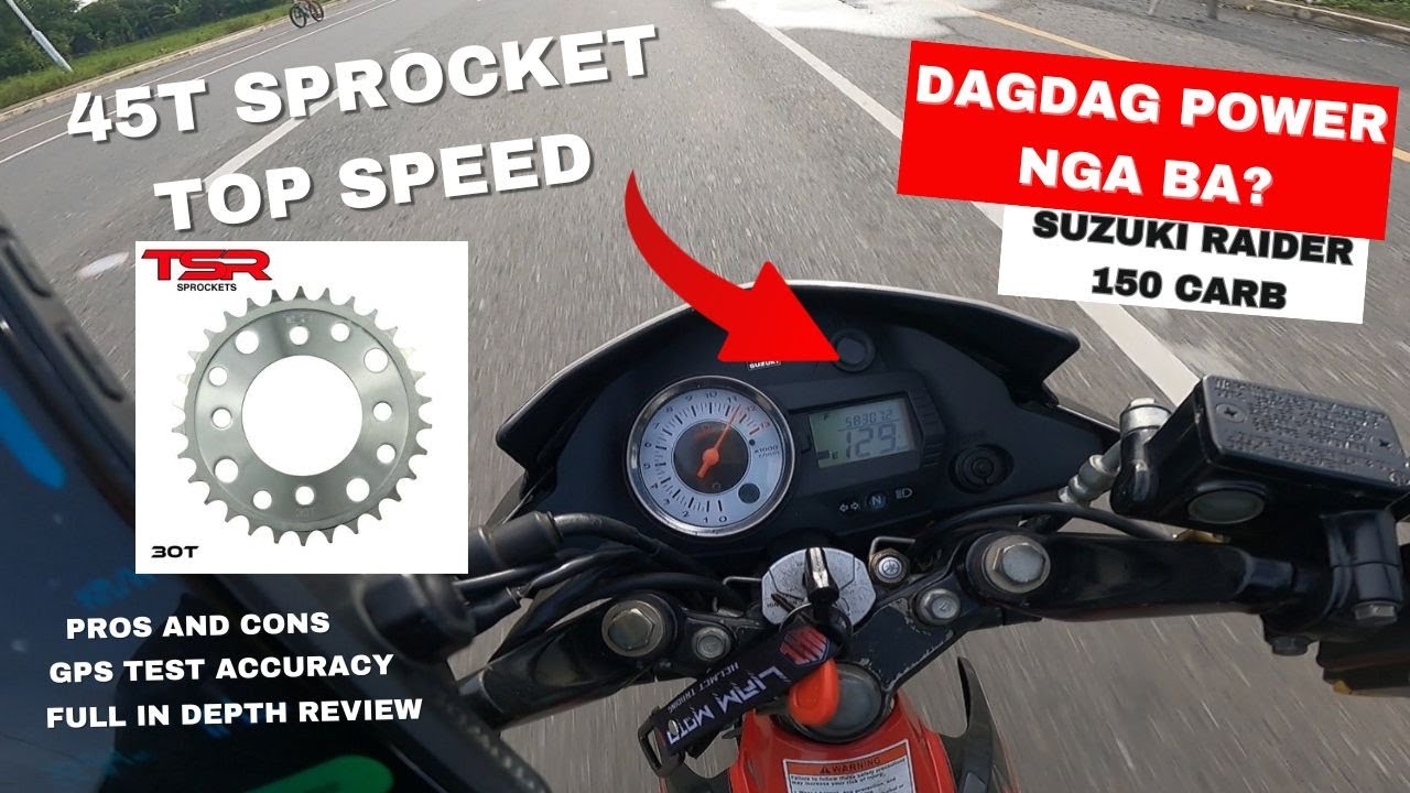45T REAR SPROCKET RAIDER 150 CARB FULL REVIEW WITH GPS SPEED TEST AND TOP SPEED