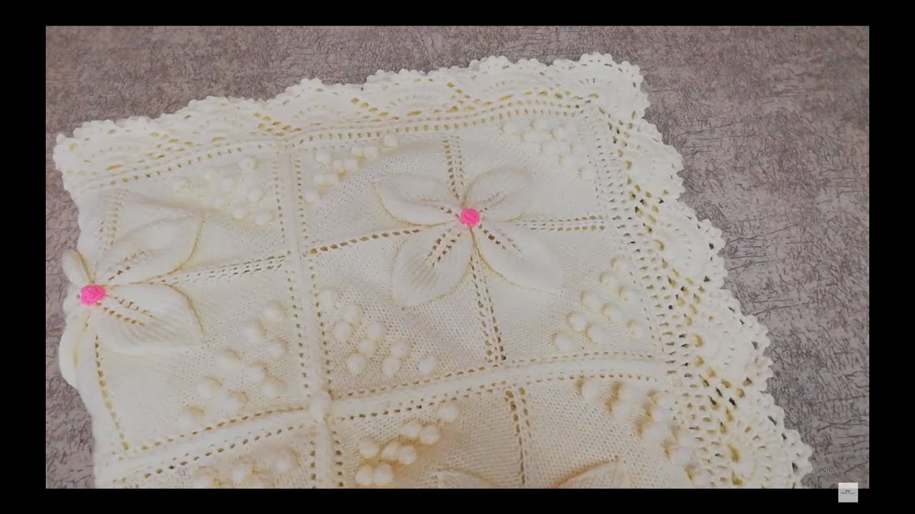 5-игольная конструкция края одеяла с листочками