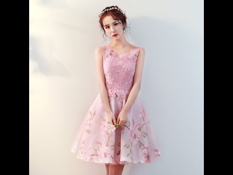 รวมแบบ ชุดราตรีสีชมพู ชุดออกงานสีชมพู ชุดไปงานแต่งสีชมพู สวยๆน่ารักเรียบหรู YT016