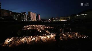 阪神大震災２５年「生」輝く・石積みオブジェ