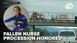 Crowds line Northstate overpasses to show support during flight nurse’s final ride home