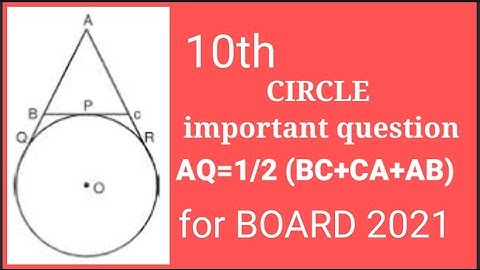 10th.. If a circle touches the side BC of a triangle ABC at P and extended sides AB and AC at Q and