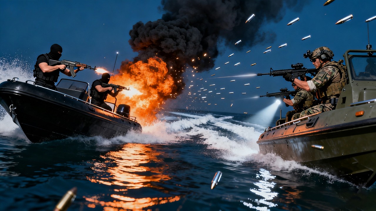 爆燃动作!恐怖分子快艇突袭,雇佣兵团激烈火拼!【零号国界线】