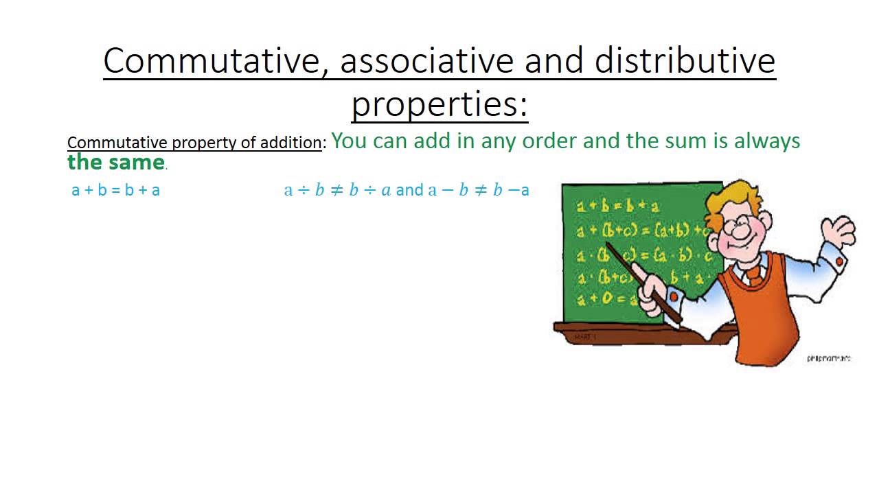 1 Commutative associative and Distributive properties YouTube