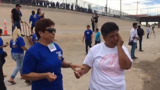 Families From Mexic And Us Reunited In Ciudad De Juares Near Rio Grande