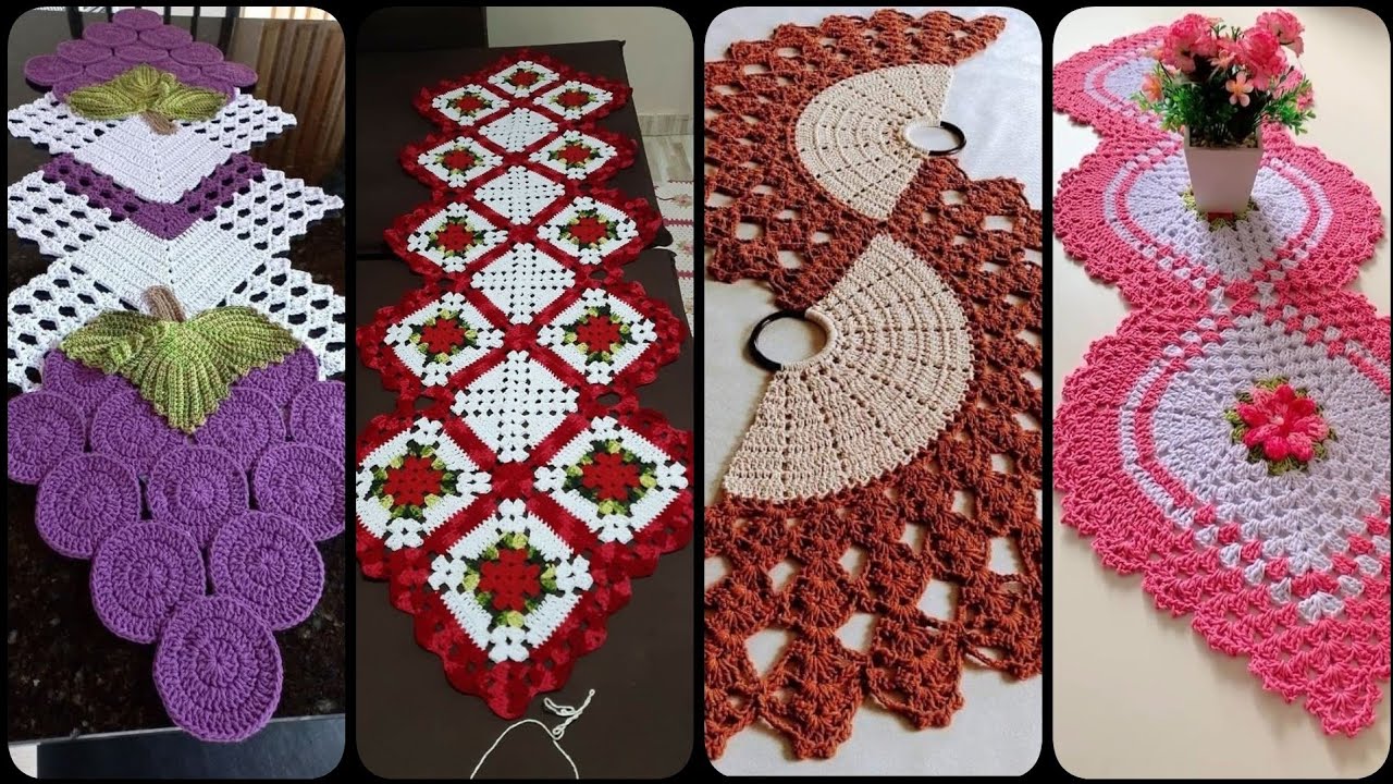 Crochet table runner design 2024//beautiful table runner crochet pattern//woolen table mat design