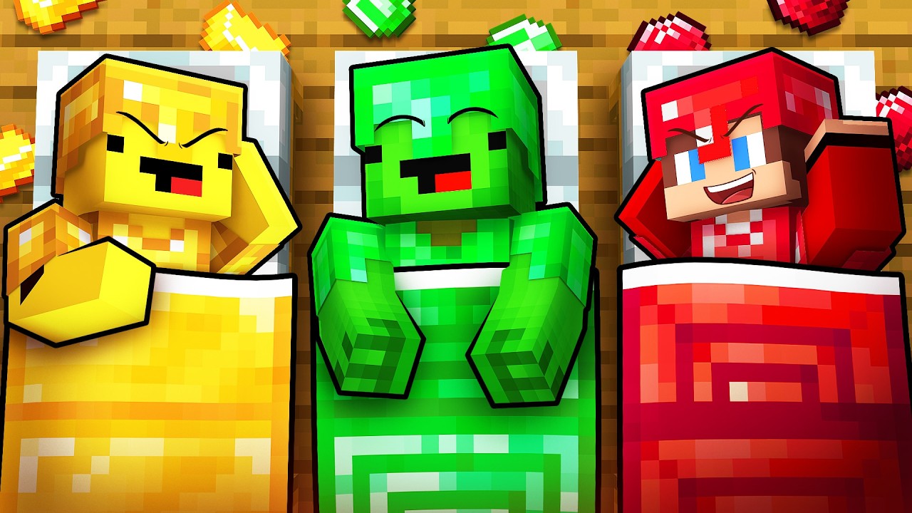 Mikey & JJ & Banana Kid SUPER SLEEPOVER Battle in Minecraft - Maizen