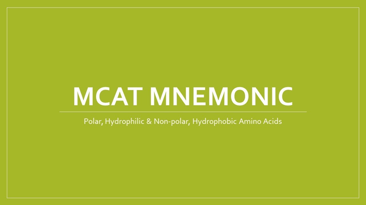 MCAT Mnemonic Polar and Nonpolar Amino Acids YouTube