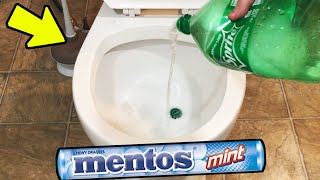 Will it Flush? Mentos Toilet Eruption Test: Sprite vs Mentos