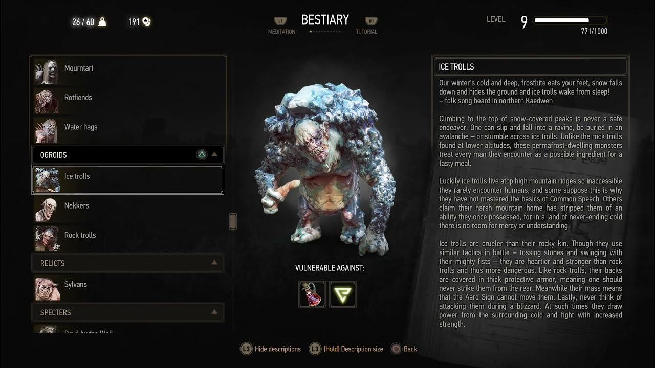 BESTIARY: Ice trolls (Witcher 3 In-Game Lore Read Aloud) - YouTube